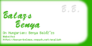 balazs benya business card